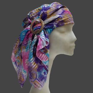 Purple, Pink, Turquoise Scarf Headwrap Cancer Chemo Alopecia